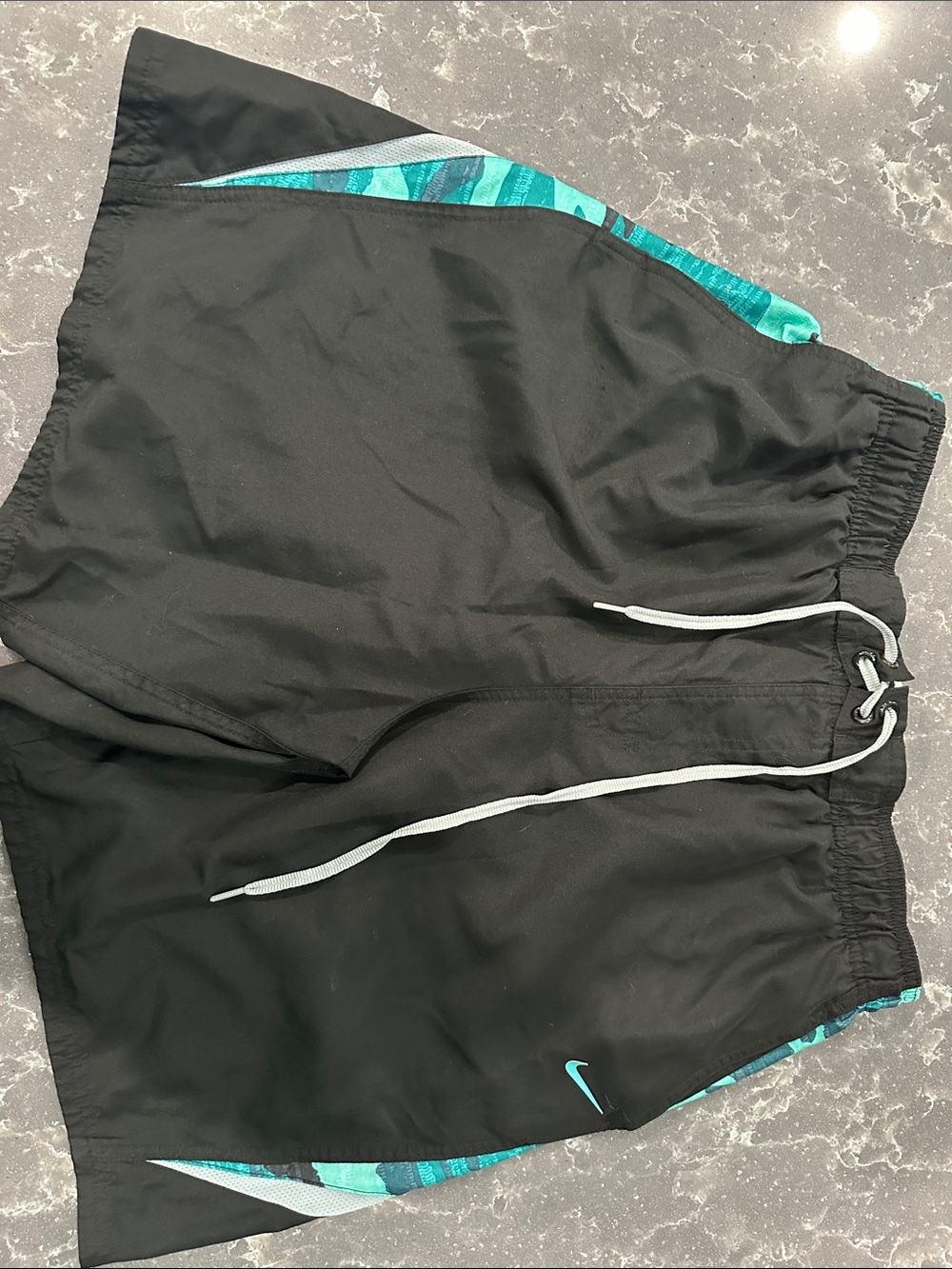 Nike Black Swim Trunks with Teal Accent